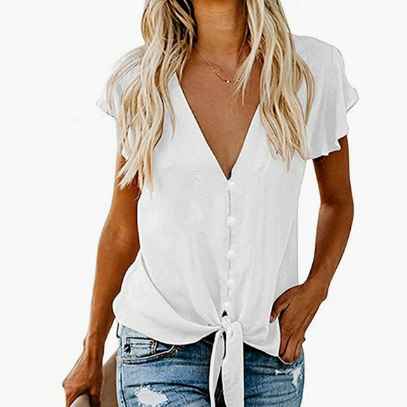 Flutter sleeve chiffon blouse, small. - Picture 2 of 4